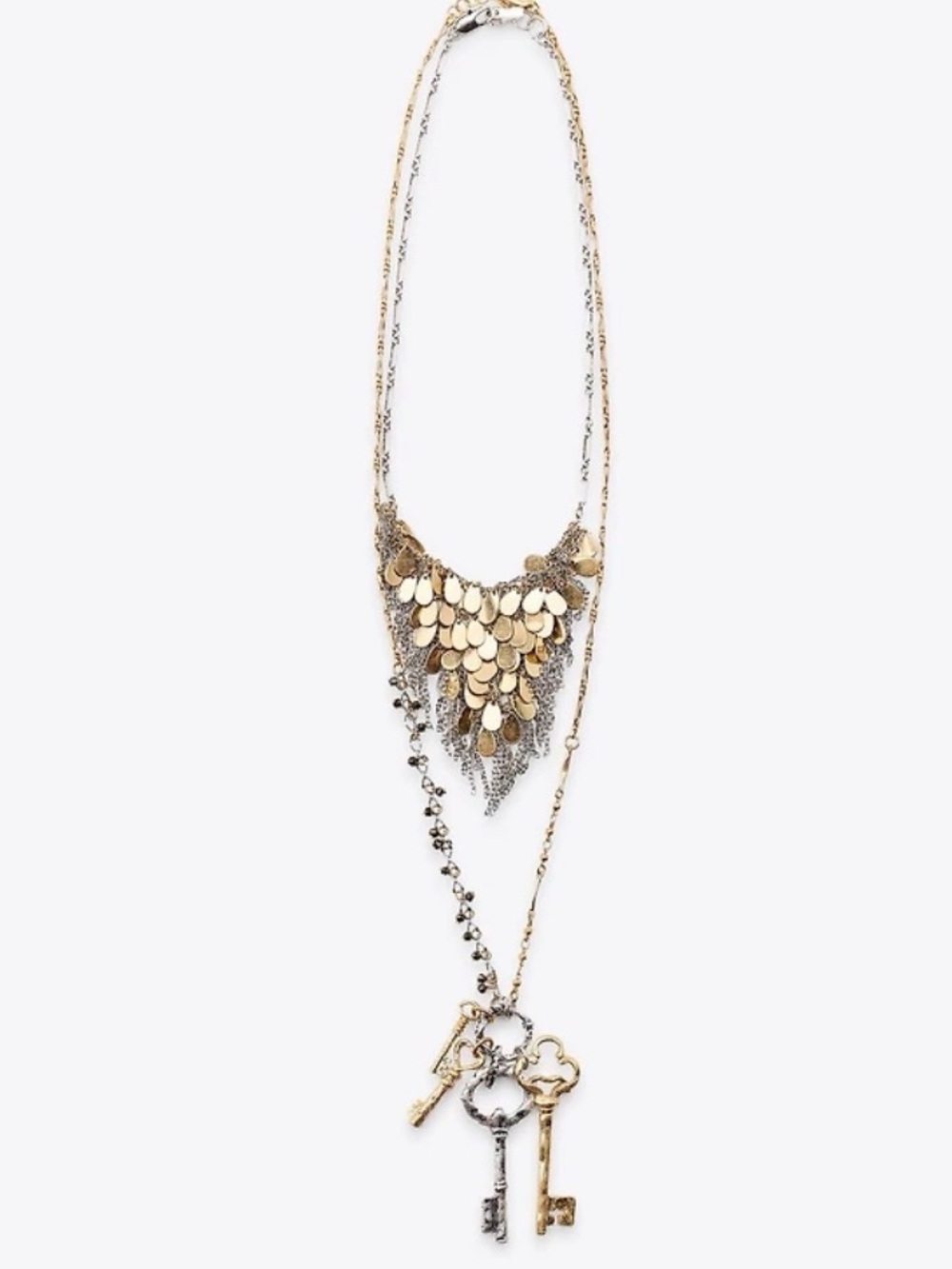 🔥🔥Zara Gold Multi-Layer Key Pendant Necklace